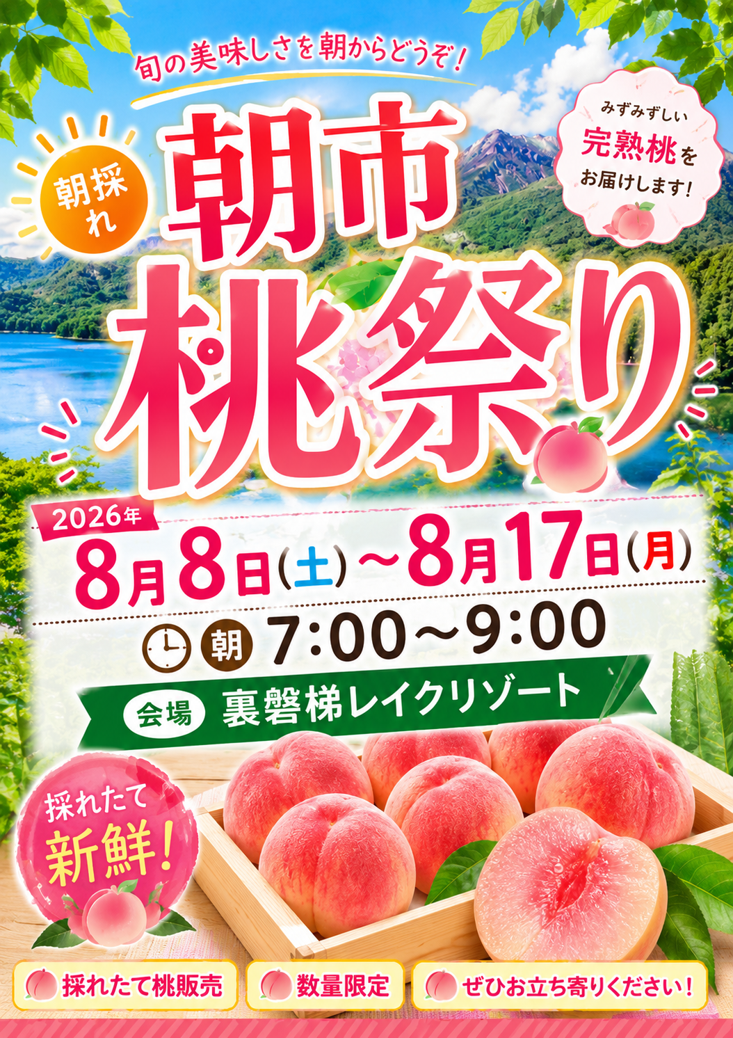 【桃花節】 8/8 (周六) ~8/17 (周一) 舉行!限量銷售剛採摘的成熟桃子!