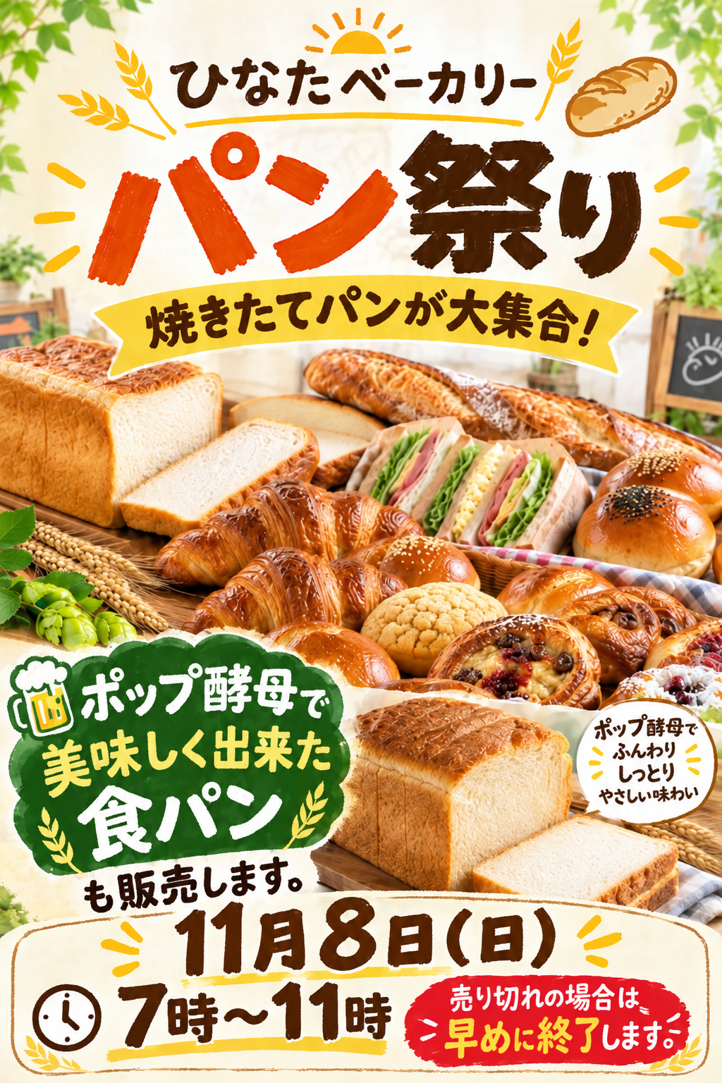 11月8日(週日)麵包節!各種新鮮出爐的麵包等你來選購!