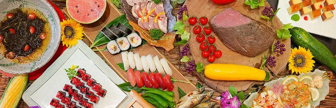 第一天晚餐是使用當地產食材的自助餐
